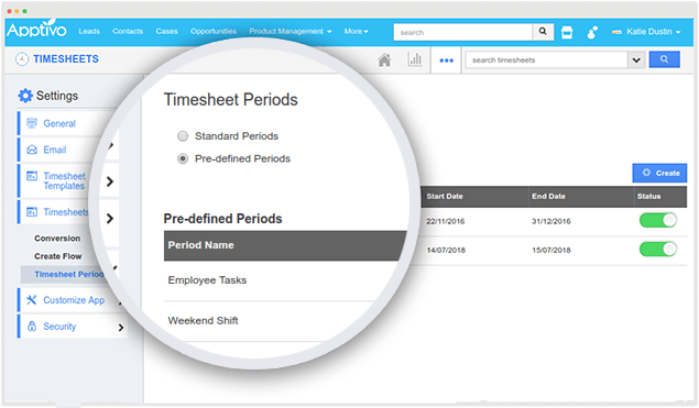 cofigure timesheet periods