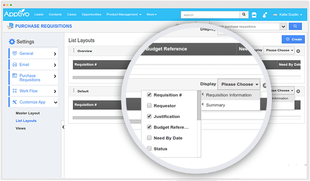 contrive list layout