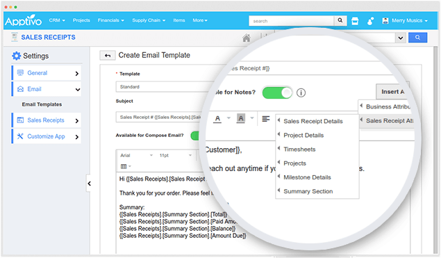 email templates sales receipt