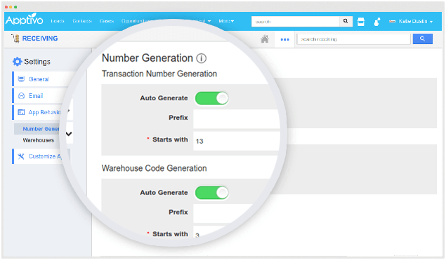 generate receipt warehouse code