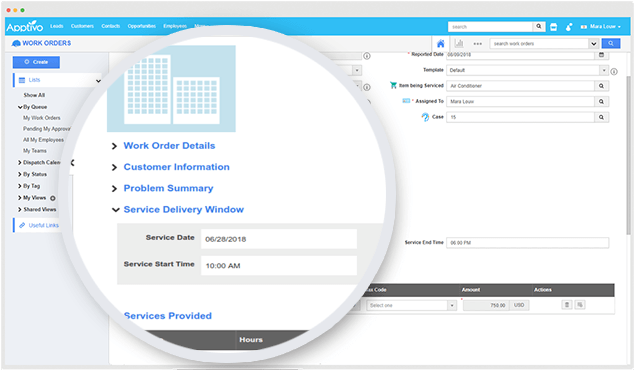 service delivery window